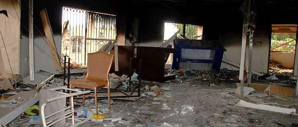 Einer der Räume des zerstörten US-Konsulats in Bengasi. Hier starben Botschafter Chris Stevens und drei Mitarbeiter.