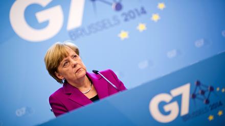Kanzlerin Angela Merkel spricht auf dem G7-Gipfel in Brüssel.