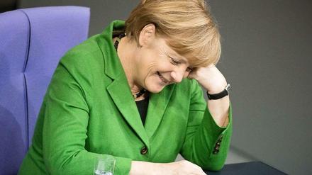 Immer noch was zum Schmunzeln: Regierungschefin Angela Merkel (CDU). 