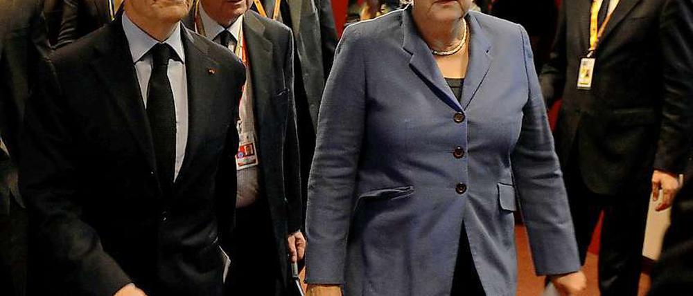 Nicolas Sarkozy und Angela Merkel in Brüssel.