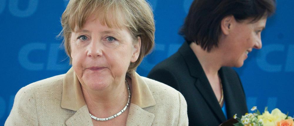 Bundeskanzlerin Angela Merkel und die CDU-Spitzenkandidatin bei den Bürgerschaftswahlen in Bremen, Rita Mohr-Lüllmann.