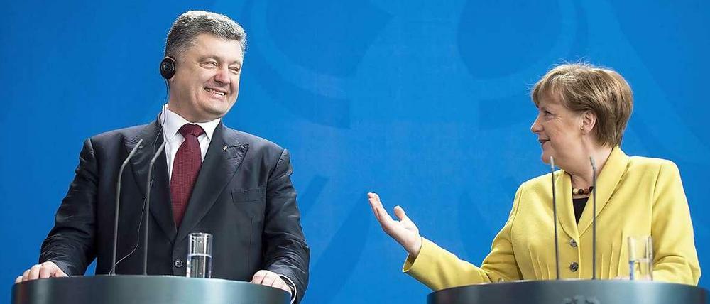 Der ukrainische Präsident Petro Poroschenko zu Gast bei Kanzlerin Angela Merkel.