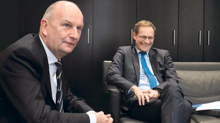 Die Länderchefs Dietmar Woidke und Michael Müller (beide SPD) verstehen sich gut.