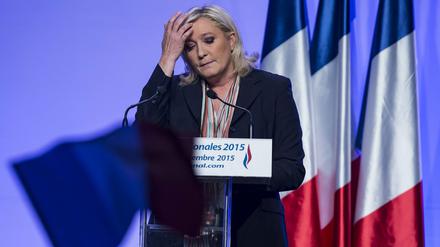 Die Vorsitzende des rechtspopulistischen Front National, Marine Le Pen, bei einer Wahlkampfveranstaltung in Paris.
