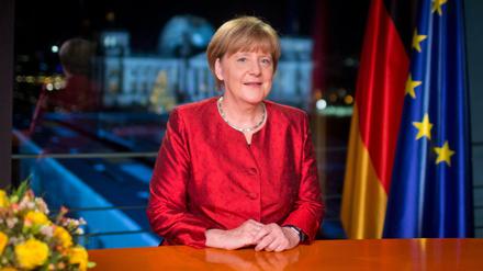 Angela Merkel während ihrer Neujahrsansprache 2015/2016.