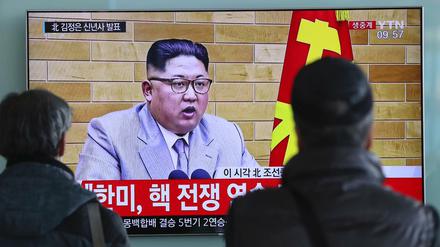 Nordkoreas Machthaber Kim Jong Un bei seiner Neujahrsrede 