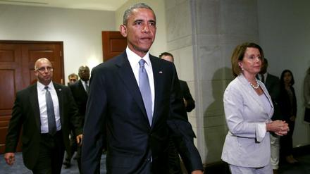US-Präsident Barack Obama (Mitte) bekam vom Kongress eine Abfuhr für seine Freihandelspläne.