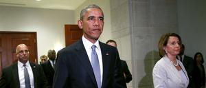 US-Präsident Barack Obama (Mitte) bekam vom Kongress eine Abfuhr für seine Freihandelspläne.