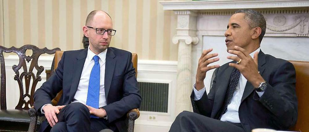 US-Präsident Barack Obama empfing den ukrainischen Regierungschef Arseni Jazenjuk in Washington.