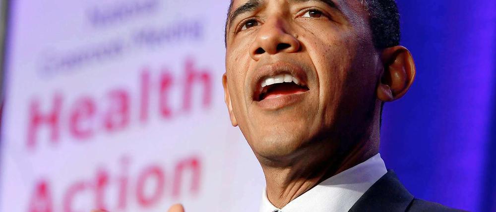 US-Präsident Barack Obama sprich auf einer Konferenz zum Thema Gesundheitswesen.
