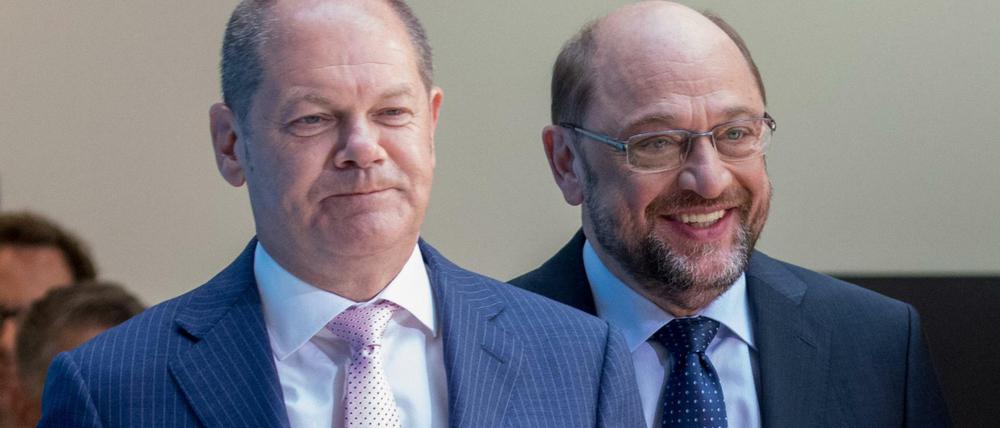 Parteifreunde: Hamburgs Erster Bürgermeister Olaf Scholz und der Parteivorsitzende Martin Schulz haben unterschiedliche Konzepte für die SPD.