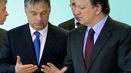 Annäherung. Ungarns Regierungschef Viktor Orban (links) und EU-Kommissionspräsident José Manuel Barroso.