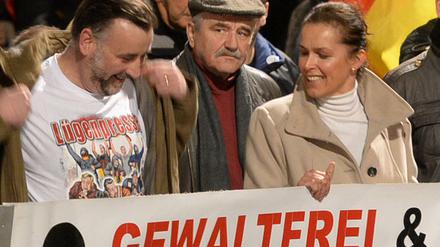 Pegida-Anführer Lutz Bachmann und Tatjana Festerling bei einer Kundgebung im November in Dresden. Nun gehen beide getrennte Wege.
