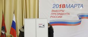 Ein Wahllokal in Moskau am Tag der Präsidentenwahl. 