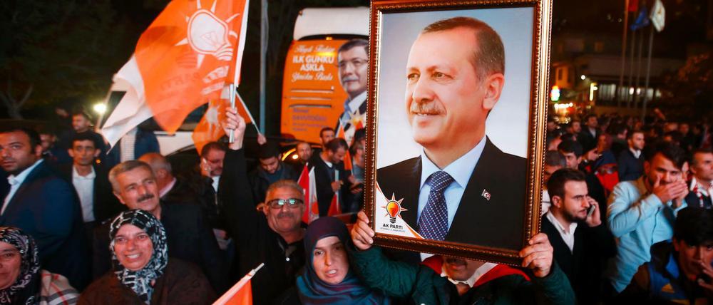 Anhänger von Erdogans AKP feiern in Istanbul den Wahlsieg.