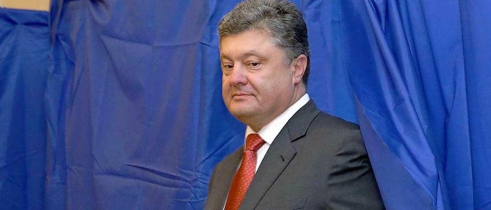 Petro Poroschenko, Präsident der Ukraine, nach seiner Stimmabgabe.