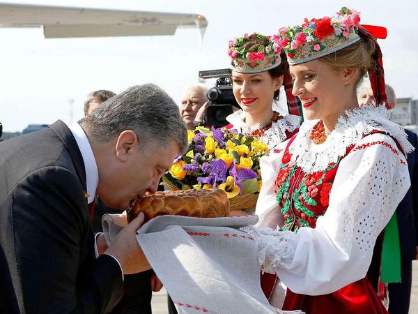 Poroschenko bei seinem Eintreffen in Minsk
