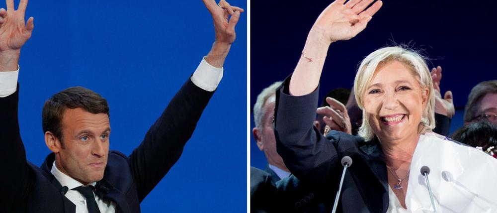 Die französischen Präsidentschaftskandidaten: Der sozialliberale Emmanuel Macron und die Rechtspopulistin Marine Le Pen.