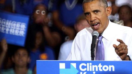 Barack Obama führt Wahlkampf für Clinton in Florida.