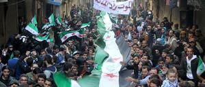 Die Waffenruhe macht's möglich: In Aleppo konnten vor einigen Tagen Menschen auf die Straße gehen, um gegen Assads Regime zu protestieren.