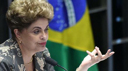 Brasiliens Präsidentin Dilma Rousseff bei ihrer Anhörung im Amtsenthebungsverfahren vor dem Senat am 29. August in Brasilia.