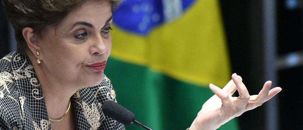 Brasiliens Präsidentin Dilma Rousseff bei ihrer Anhörung im Amtsenthebungsverfahren vor dem Senat am 29. August in Brasilia.
