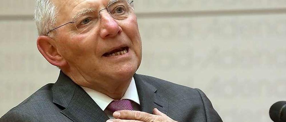 Finanzminister Wolfgang Schäuble (CDU) am Montag vor der Konrad-Adenauer-Stiftung in Berlin.