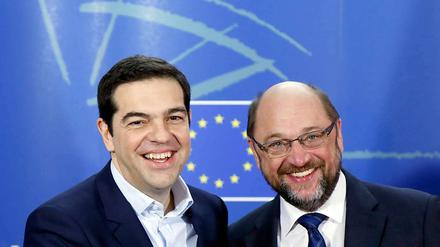 Der griechische Ministerpräsident Alexis Tsipras (l.) und EU-Parlamentspräsident Martin Schulz (r.)