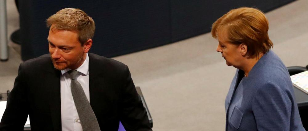 FDP-Chef Lindner, CDU-Chefin Merkel.