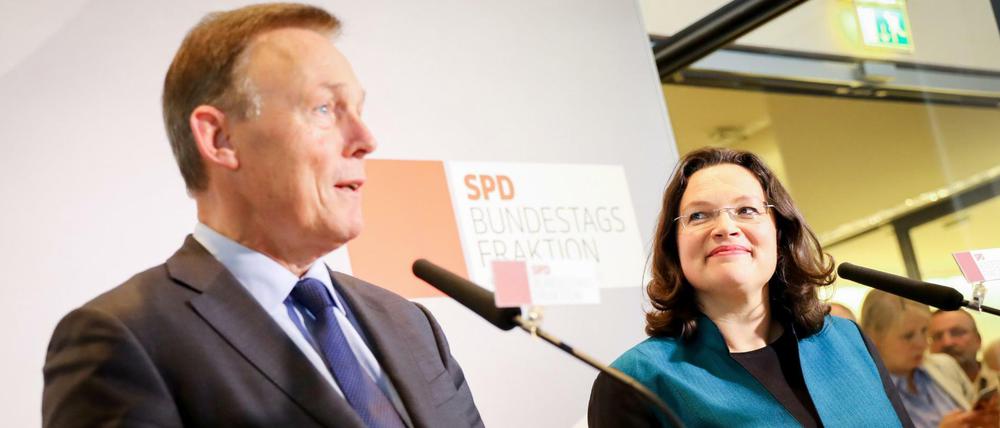 SPD-Fraktionschefin Andrea Nahles, Vorgänger Thomas Oppermann. 