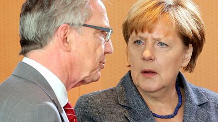 Bundeskanzlerin Angela Merkel und Innenminister Thomas de Maizière am Dienstag.