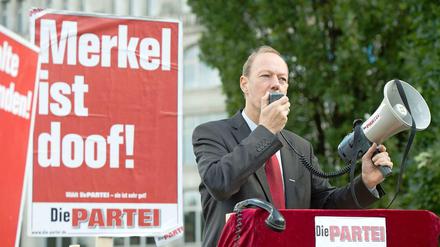 Martin Sonneborn, hier auf einer Wahlkampveranstaltung aus dem Jahr 2013. 