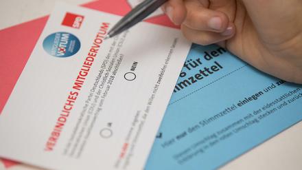 Unterlagen für das SPD-Mitgliedervotum zur Bildung einer Großen Koalition mit der Union. 