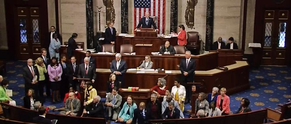 Die Sitzblockade im US-Repräsentantenhaus.