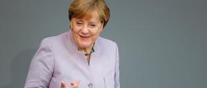 Bundeskanzlerin Angela Merkel (CDU) bei ihrer Regierungserklärung am Donnerstag im Bundestag.