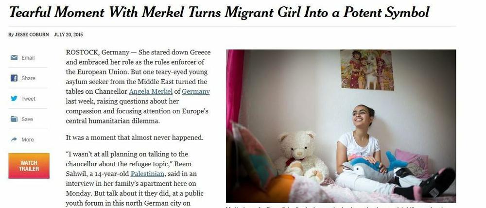 "Ein Moment voller Tränen". Der New York Times ist Reem Sahwil einen Aufmachger wert.