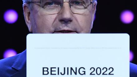 IOC-Präsident Thomas Bach bei der Entscheidung, die Winterspiele 2022 nach Peking zu geben.