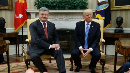 US-Präsident Donald Trump trifft den ukrainischen Präsidenten Petro Poroschenko. 