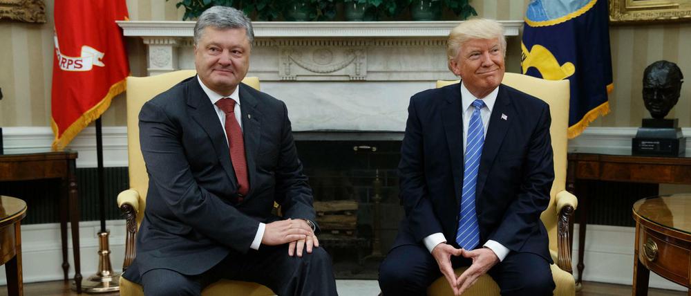 US-Präsident Donald Trump trifft den ukrainischen Präsidenten Petro Poroschenko. 