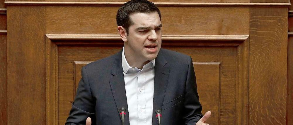 Griechenlands Ministerpräsident Alexis Tsipras am Sonntag bei seiner Rede im Parlament.