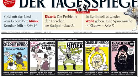 Der Tagesspiegel-Titel vom 08.01.2015.