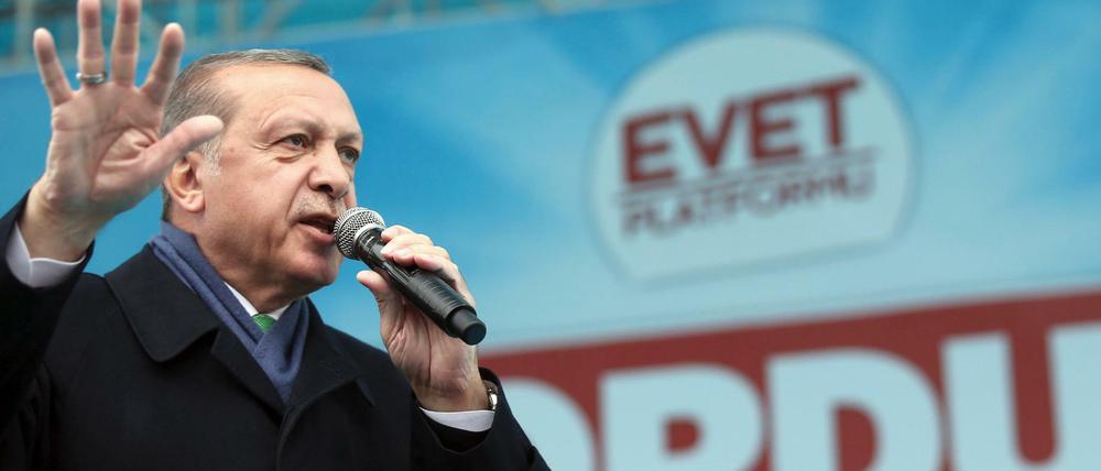 Der türkische Präsident Erdogan auf einer Wahlkampfveranstaltung am Donnerstag.