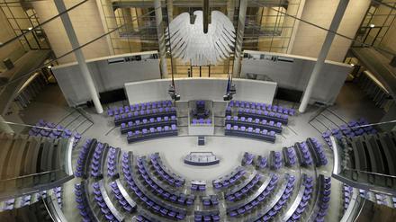 Der Plenarsaal im Reichstagsgebäude.