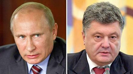 Russlands Präsident Wladimir Putin (l) und Petro Poroschenko, Präsident der Ukraine wollen wieder ins Gespräch kommen.