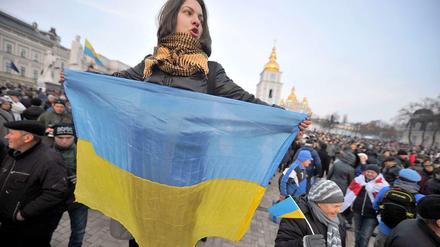 Eine Demonstrantin in Kiew.