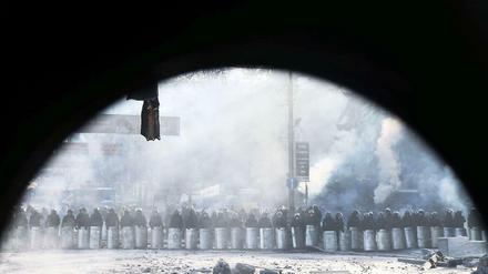 Kampfzone. In der Innenstadt von Kiev liefern sich Demonstranten und Sicherheitskräfte Gefechte. 
