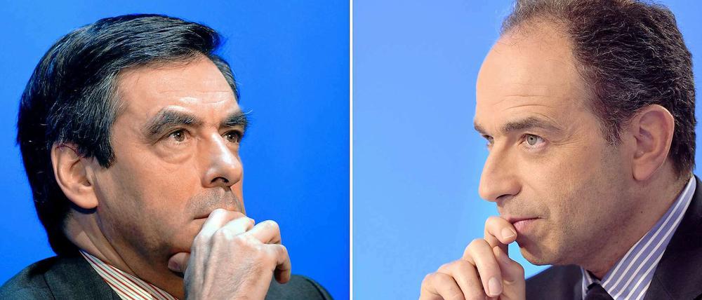 Der ehemalige französische Premier Francois Fillon (links) und der derzeitige UMP-Generalsekretär Jean-Francois Cope