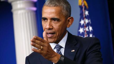 US-Präsident Barack Obama bei einer Pressekonferenz vor dem Abflug nach Europa.