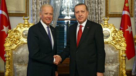 Joe Biden und Recep Tayyip Erdogan bei dem Türkeibesuch im Januar.