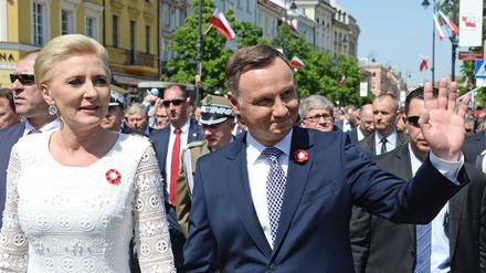 Andrzej Duda, Präsident von Polen, und seine Frau bei Feierlickeiten anlässlich des Jahrestags der Polnischen Verfassung von 1791.